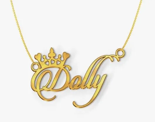 Dreamrax Dolly Cursive Gold & Silver Name Pendant Necklace, Best Jewelry Gift for Girls